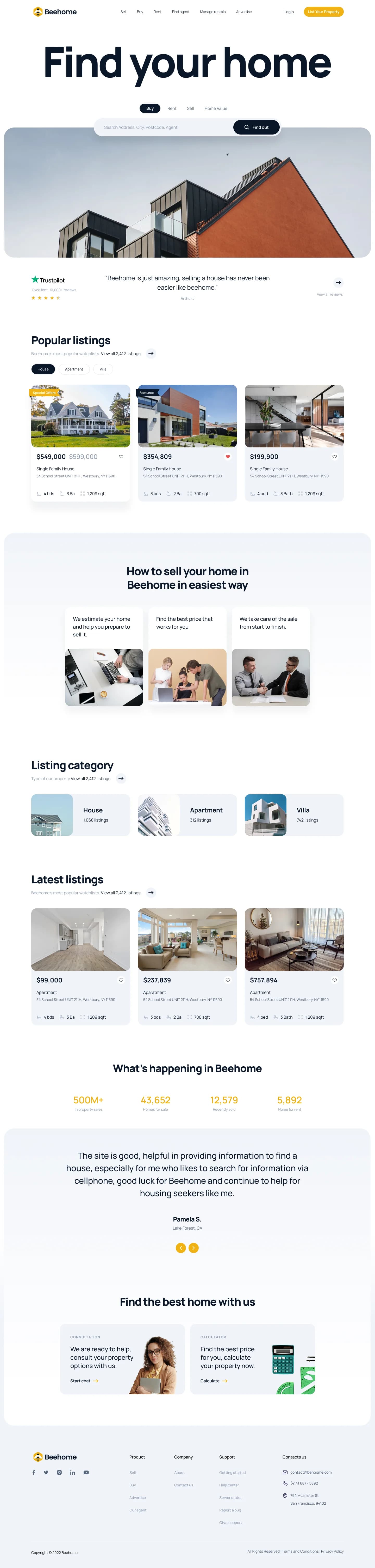 Beehome website preview