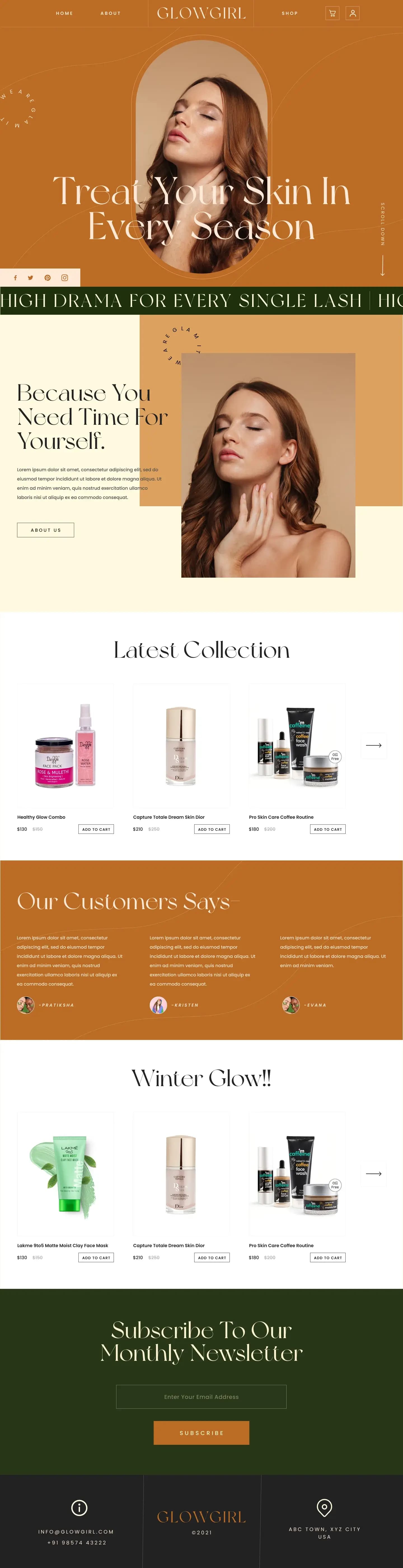 Glow Girl website preview